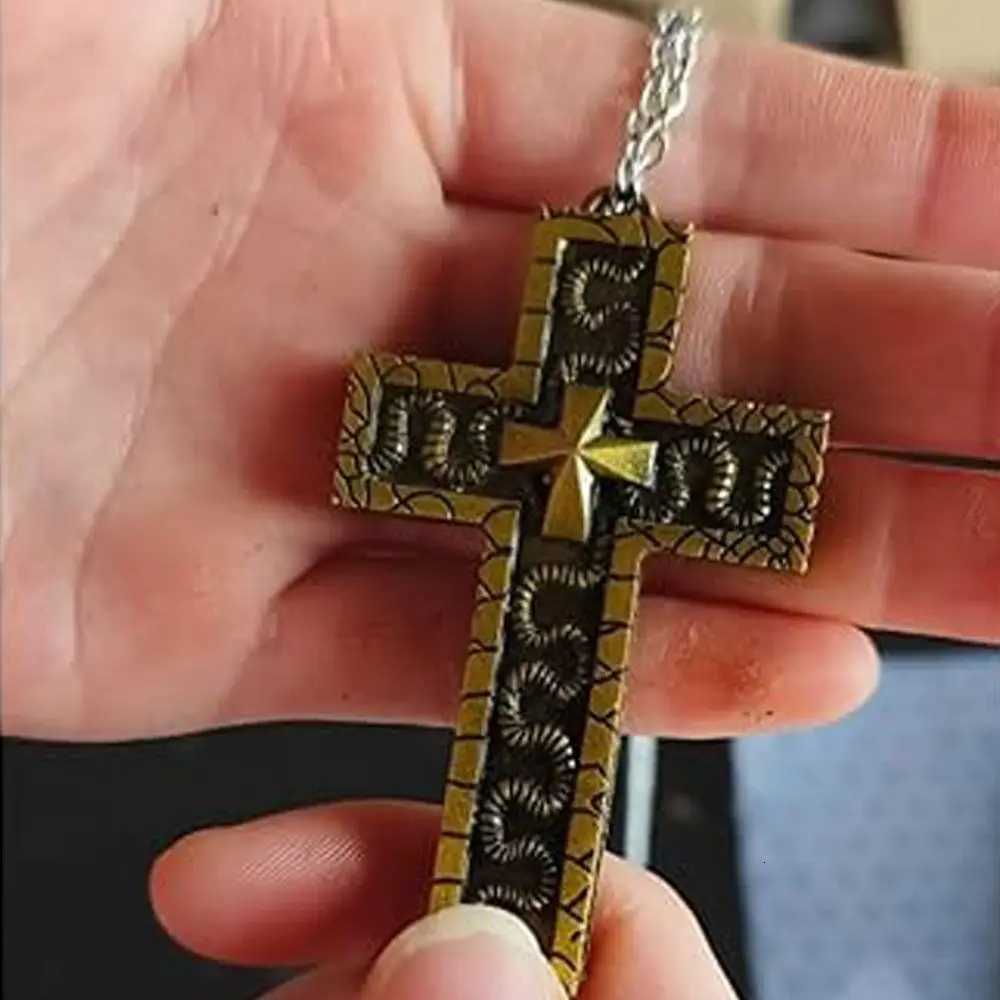 With Secret Compartment Cross Pendant Necklace Openable Stainless Steel Chain Pendant Necklace Vintage 3D Printed Charm Jewelry W250712