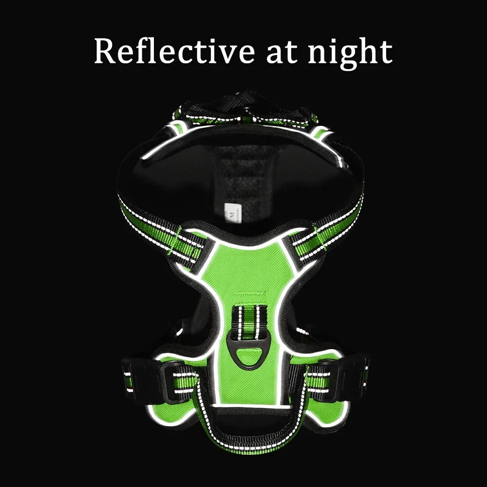 Adjustable Nylon Dog Harness Vest Reflective Soft Breathable No Pull Dog Harness Pet Harness Leash For Small Large Dogs 250709