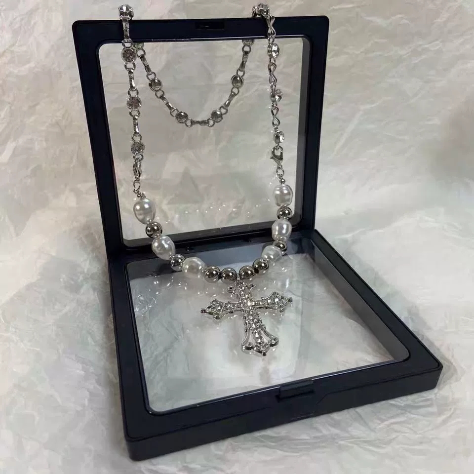 Hip-Hop Inspired Women's Gold Tone Cross Pendant with Real Gemstones