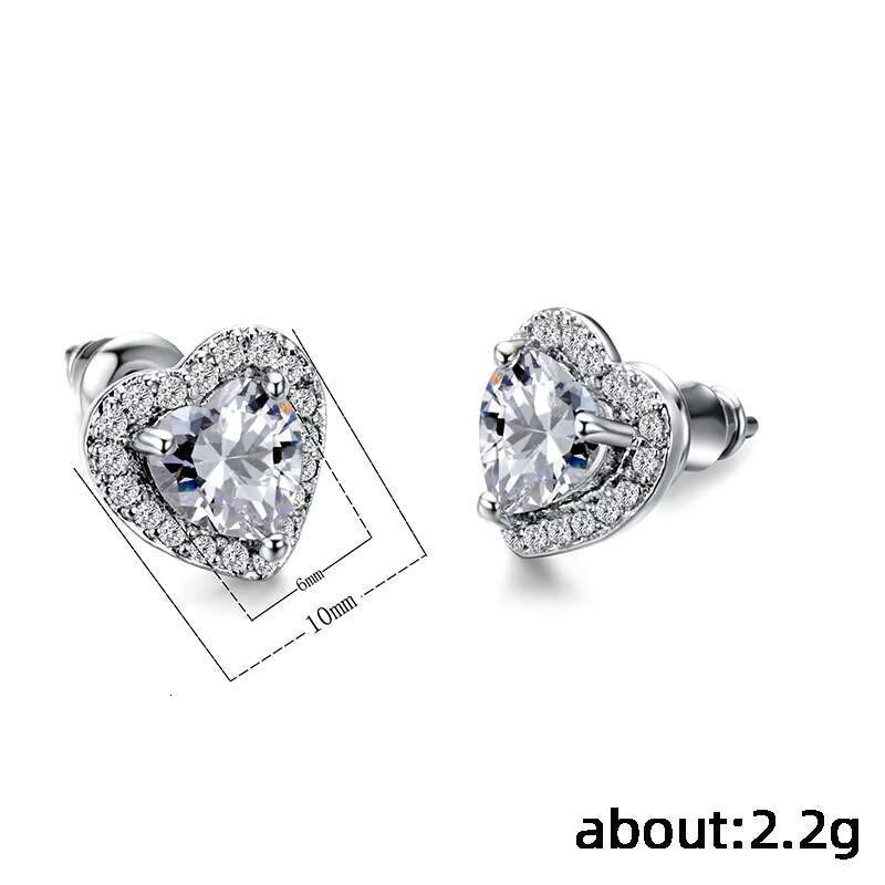 7 Colors Crystal Rainbow Gradient Zirconia Vintage Fashion Earrings Wedding Heart Stud Earring for Women
