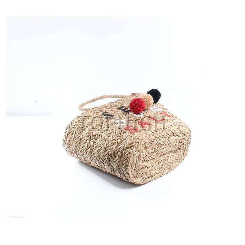 New Summer Pompon Beach Bag Straw Tote Handmade Colorful Ball Shoulder Rattan Large Fashion Women Girls Tassel Bucket E39