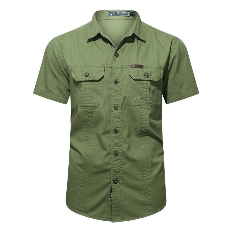 Summer Warrior Shirt Mens Work Clothes Cotton Outdoor Loose Soft Skin Friendly Short Sleeves 250704