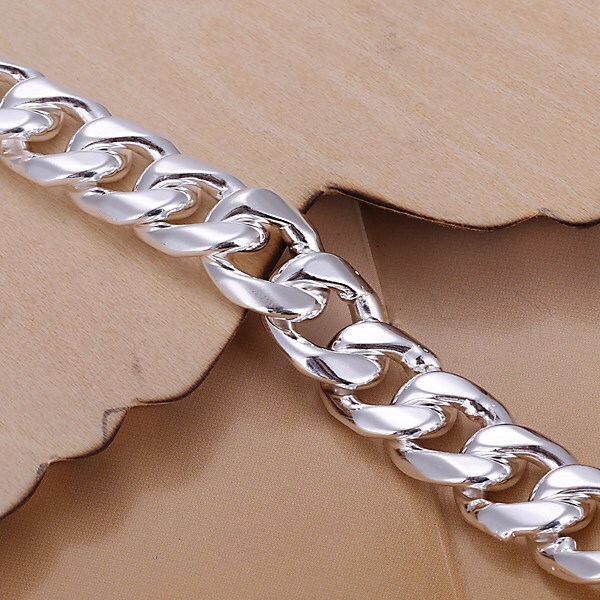 Luxury Jewelry Designer Jewelry Cross-border TEMU Hot Sale 925 Silver Plated Jewelry Men's 10MM Side Square Buckle Fashion Silver Necklace Chain