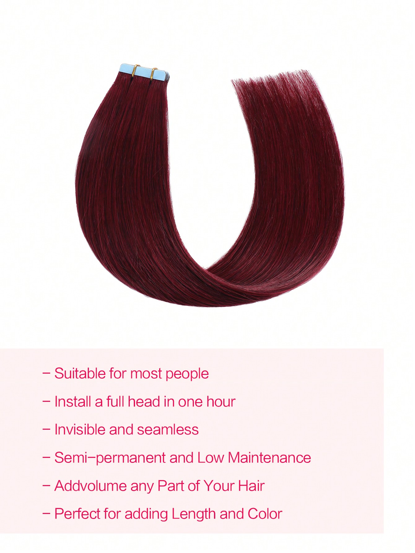 Vibeshift Tape In Hair Extensions 100% Remy Human Hair 12-24inches Straight Seamless Skin Weft Tape-in Hair Extensions 50g/Pack