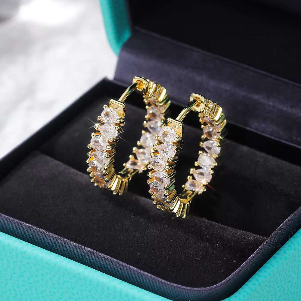 High-quality Silver Color/Gold Color Earrings Women Wedding Party Hoop Earring Versatile Luxury Cubic Zirconia Jewelry