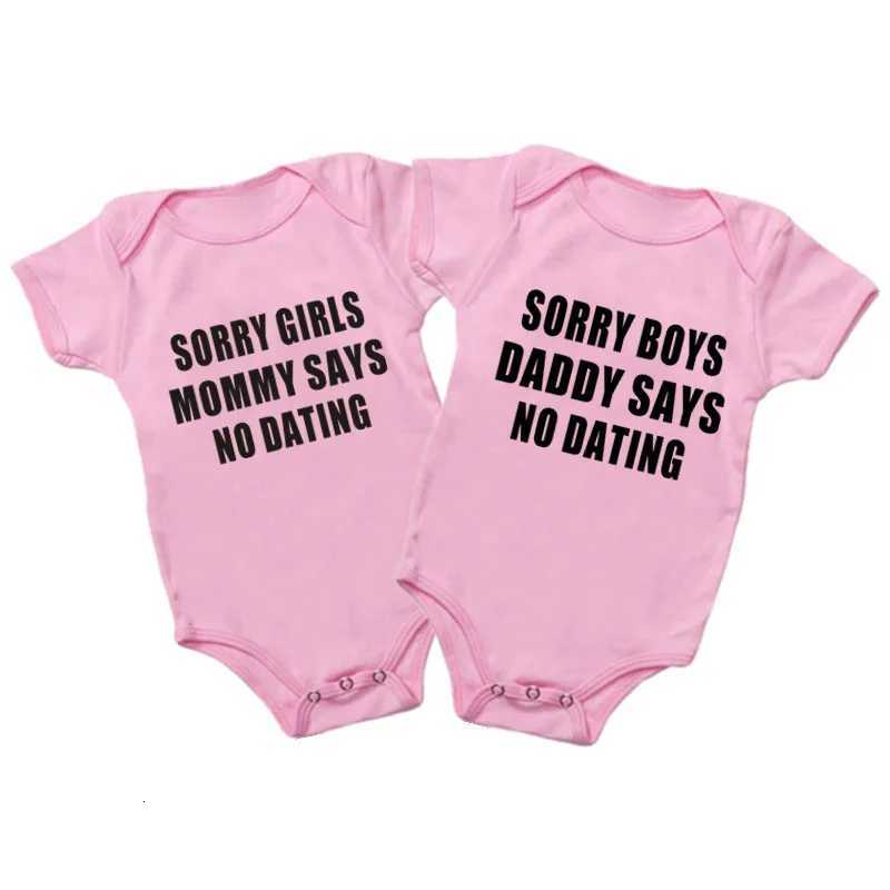 Lovely Sorry Boys Daddy Says No Dating Baby Girl Clothes Pink Cotton Newborn Girls Bodysuit Summer Infant Onesie Romper Z250712