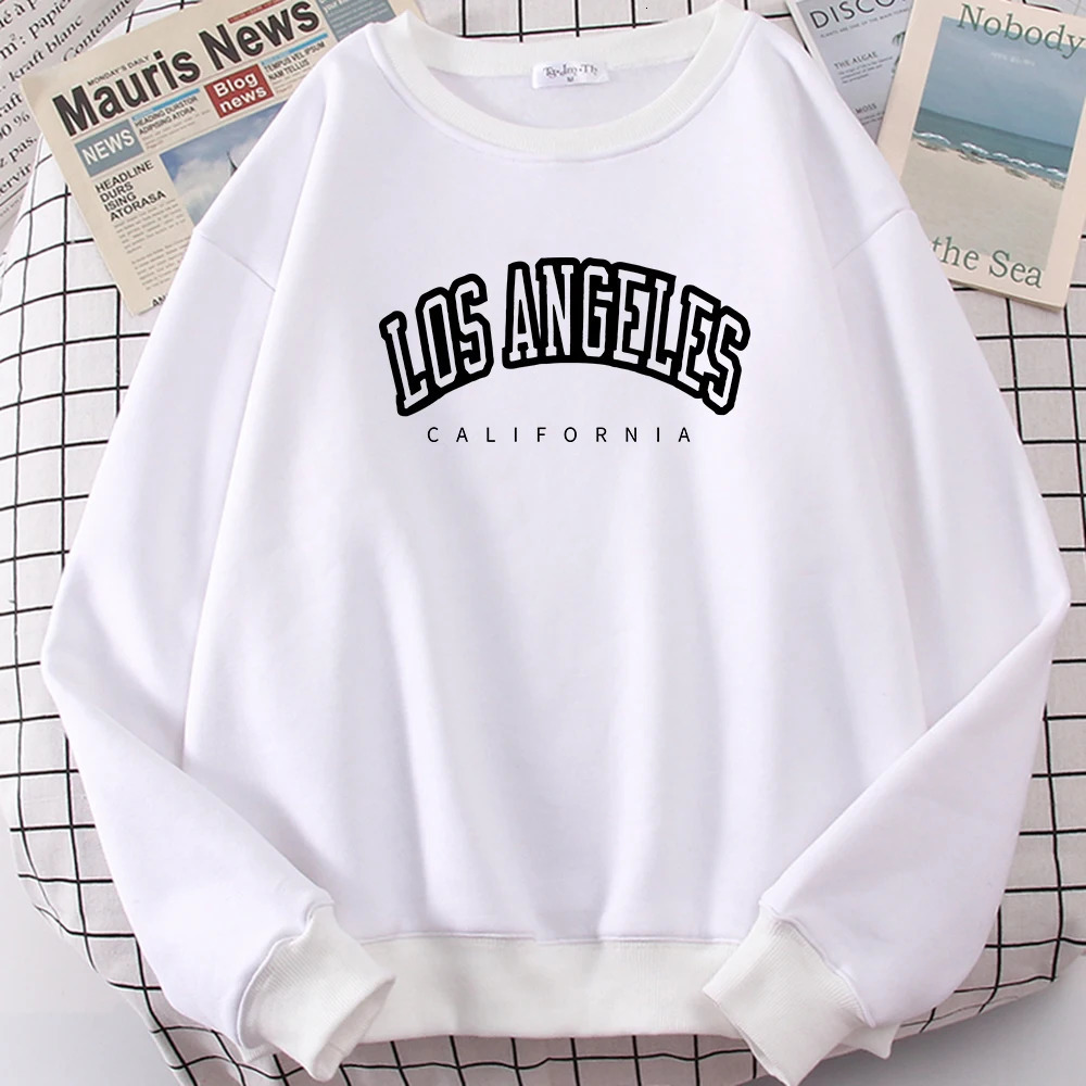 Los Angeles California City Streetwear Sweatshirt For Women Loose Oversized Clothing Personality Soft Letter Print Hoodies Woman 250707