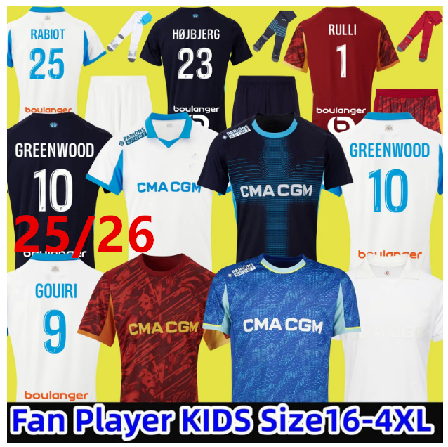 25 26 maillot de foot GREENWOOD marseilL e jersey soccer RABIOT MEDINA 3rd MAUPAY OUNAHI harit 2025 2026 OM man KIDS football shirt hommes enfants GOUIRI