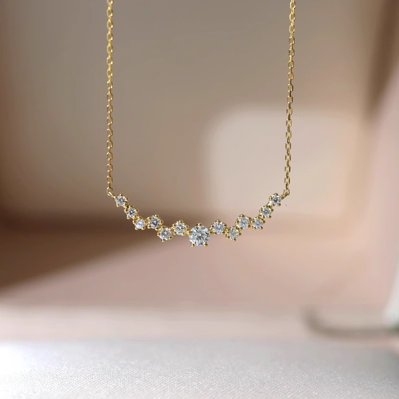 Luxury Jewelry Designer Jewelry Korean Style Casual Smile Necklace Daily Commute Versatile Micro Pave Zircon Collarbone Chain Blogger Same Dropshippin