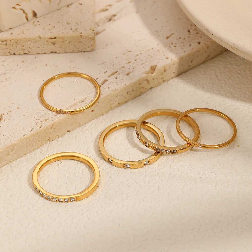 18K Gold Plated Stainless Steel Tarnish-Free Dainty Rings Knuckle Rings for Women Waterproof Minimalist Gold Rings for Women y250712