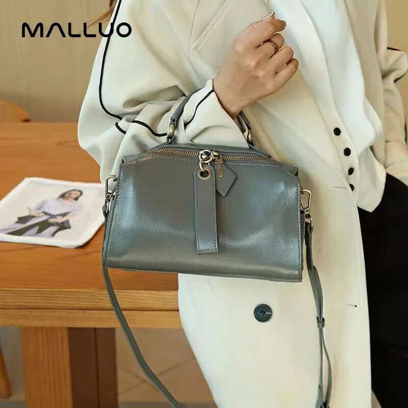 Ladies Cow Genuine Leather Solid Shoulder Bag Women Designer Crossbody Bags Female Cowhide Messenger Tote Handbag Lady