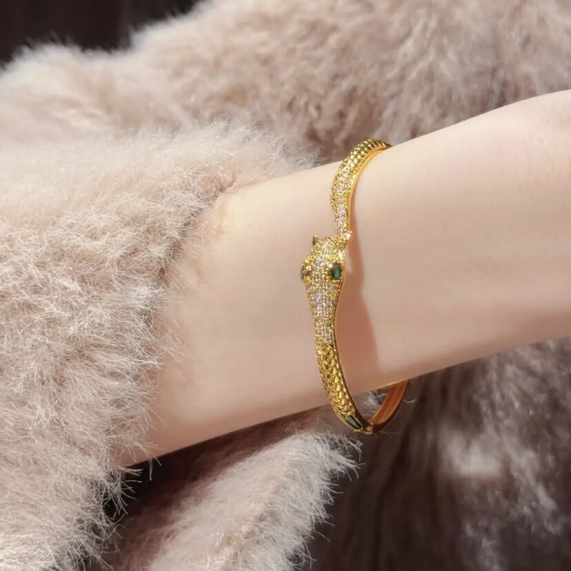 Stylish Eternity Band: Premium Sand Gold Charm Wrist Accessory Adorned With Shimmering Gems