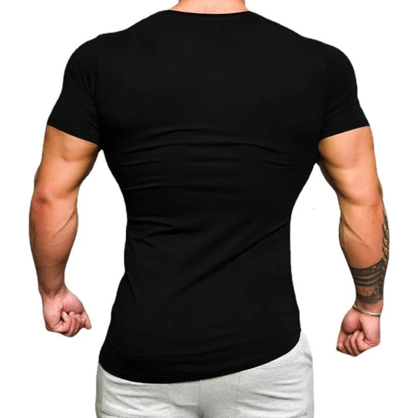 Personalized Cross Print Short Sleeve Slim Fit Shirt Mens Running Sport Fitness Cotton Tee Tops Gym Bodybuilding Workout TShirt 250707