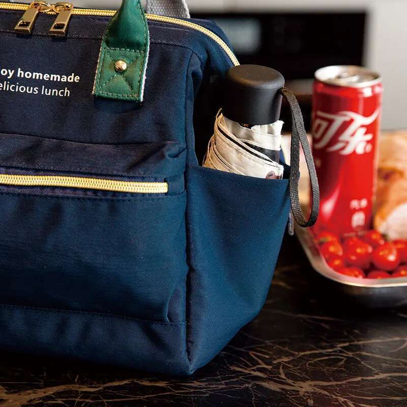 Insulated Lunch Bag Waterproof Twill Nylon Large Capacity Thermal Tote For Office Workers Students Oxford Cloth Aluminum