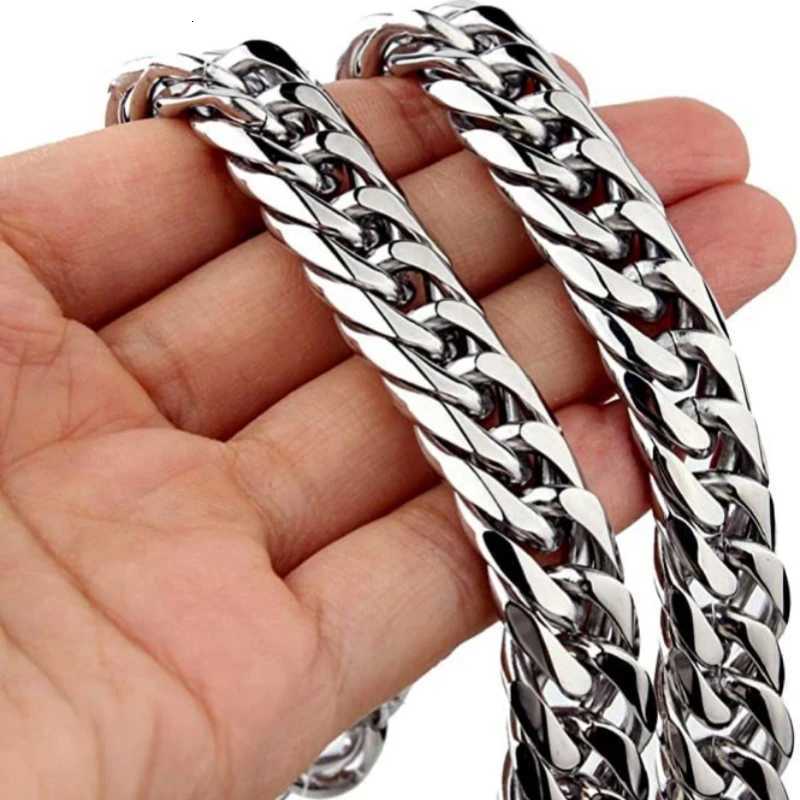 HNSP Stainss Steel Cuban Link Chain Necklace For Men Jewelry 8MM-14MM Width Ma Neck Accories W250712