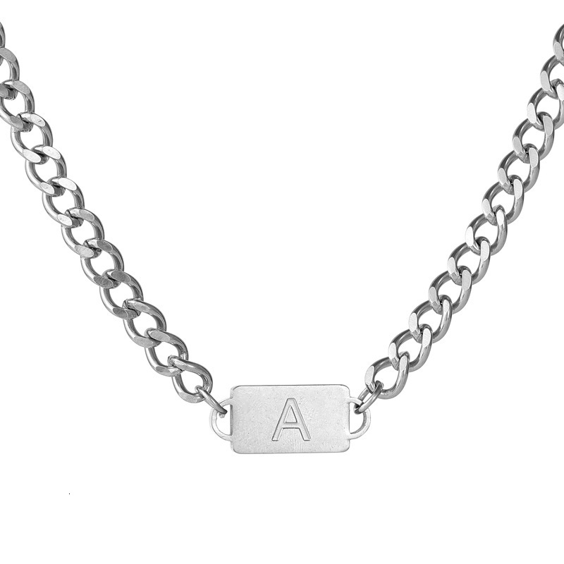 Luxury Jewelry Designer Jewelry Amazon New Hot Selling Titanium Steel Necklace Stainless Steel 26 Letters Chain Men's Personalized Versatile Jewe