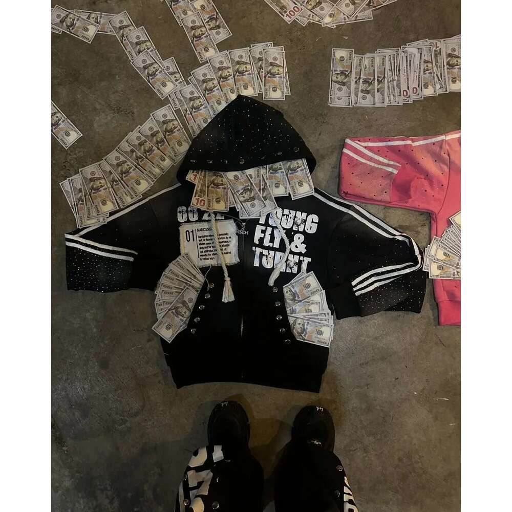 Y2K Retro Goth Embroidered Zip Rock Haruku Men Women Streetwear Punk Hip Hop Washed Hoodie k pop clothes
