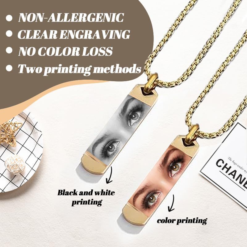 Luxury Jewelry Designer Jewelry SHEIN Cross-border Hot Sale Custom Eye Photo Necklace DIY Custom Stainless Steel Eye Picture Engraving Necklace