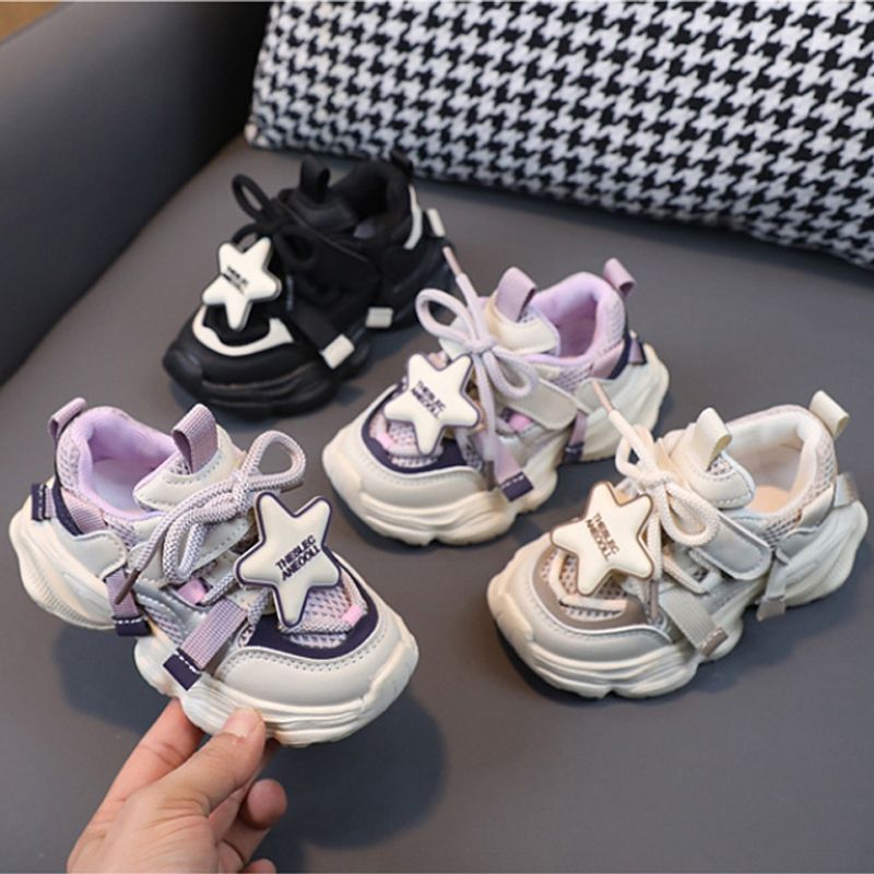 2025 Kids Sport Shoes Fashion Cross-tied Mesh Toddler Boys Sneakers Spring Autumn Children Girls Outdoor Running Shoes Sizes US5.5C-US12.5C 000301