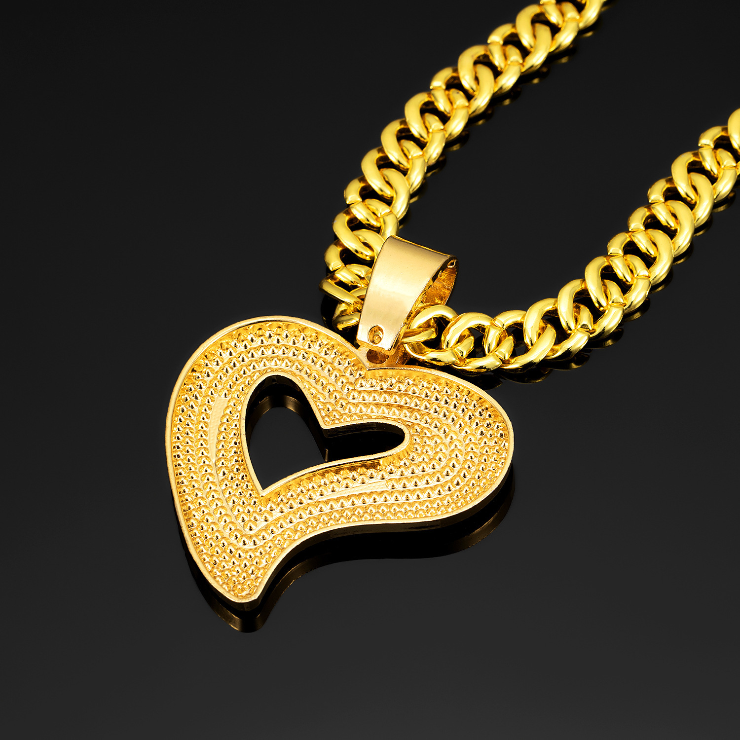 Luxury Jewelry Designer Jewelry European And American Cross-border New Luxury Heart Full Diamond Alloy Pendant Necklace Hip-hop Trendy Men's Jewe