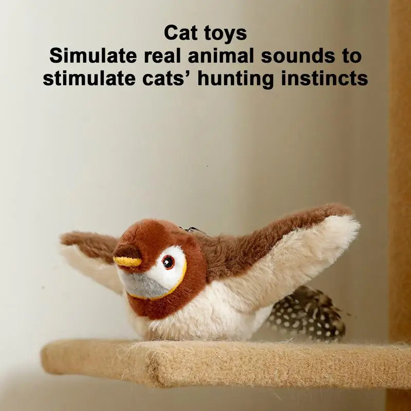 Flying Bird Cat Toy Rechargeable Automatic Flapping Wings Sparrow Catnip Toy Interactive Bird Cat Toy For Cats And Pets 250708