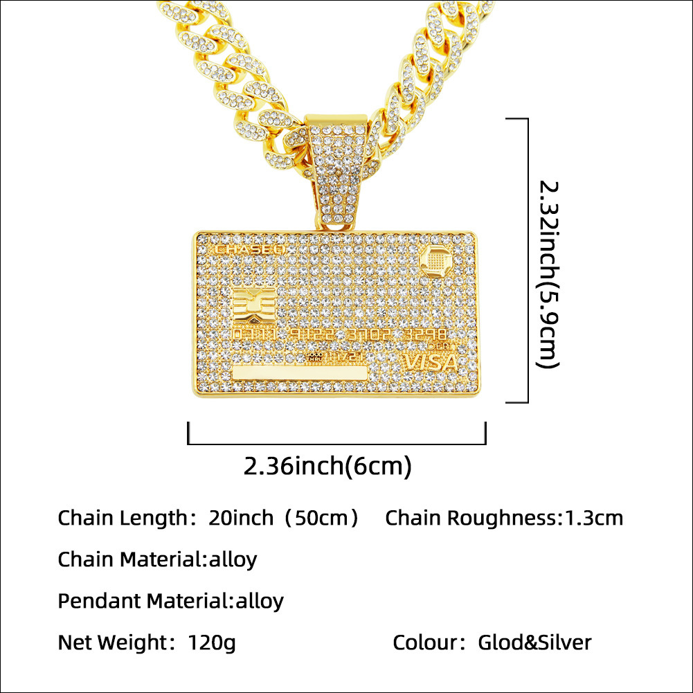Luxury Jewelry Designer Jewelry European And American Hip-hop Full Diamond Dominant Pendant Necklace Men's Trendy Personality Street Style Chain 