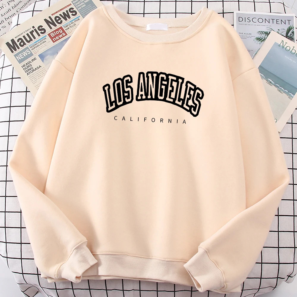 Los Angeles California City Streetwear Sweatshirt For Women Loose Oversized Clothing Personality Soft Letter Print Hoodies Woman 250707