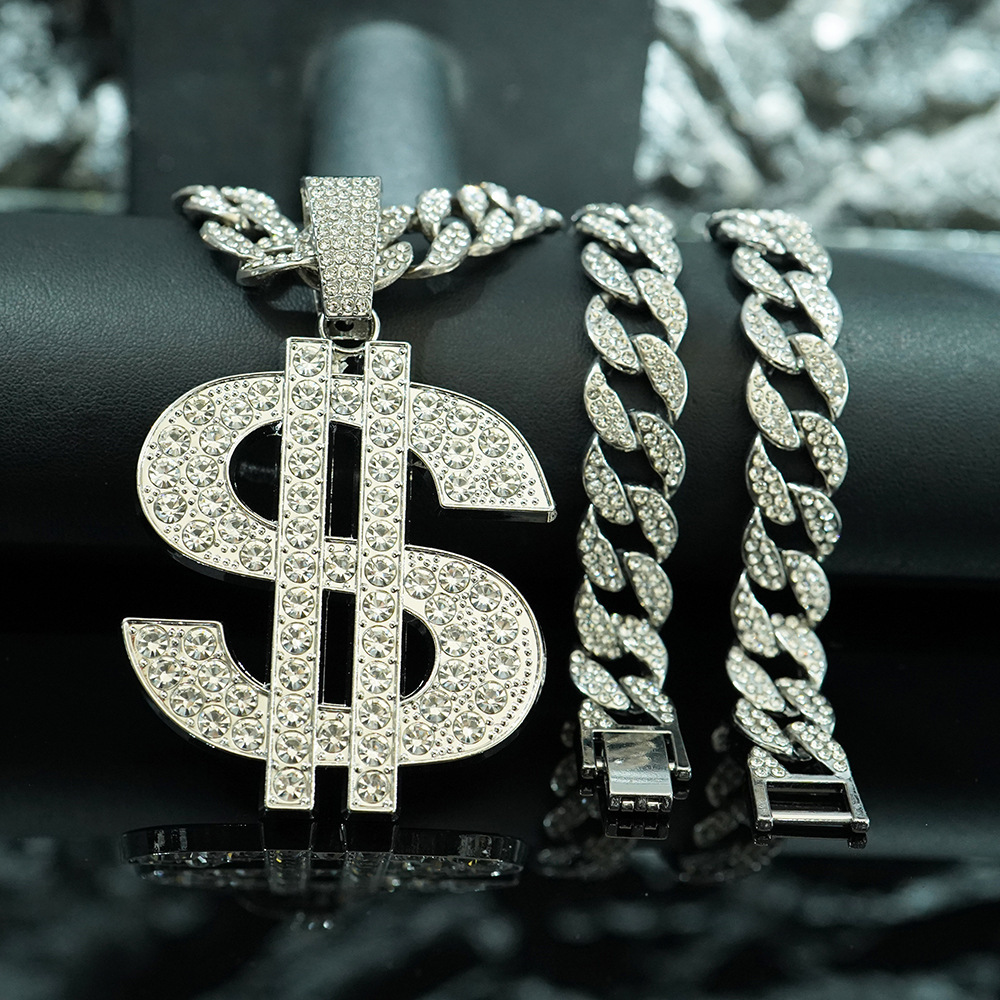 Luxury Jewelry Designer Jewelry Cross-border Hot Item European And American Men's Necklace 18k Full Diamond Chain Hip Hop Trendy Jewelry Wholesal