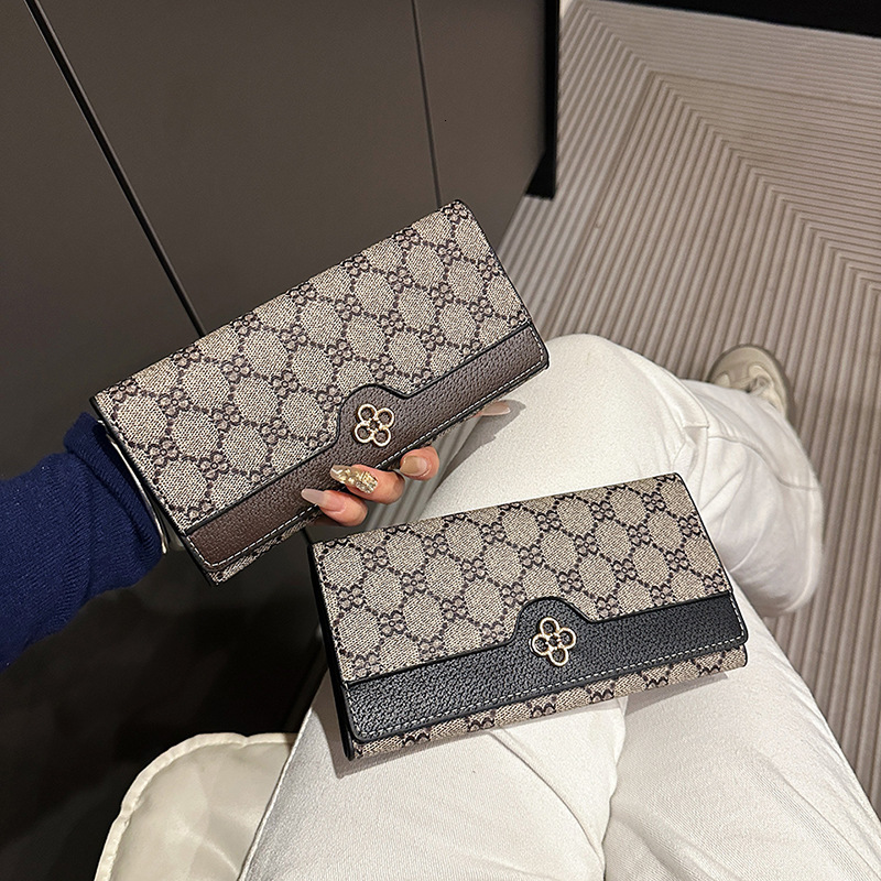 Luxury Brand Designer Bag Cross-Border Exclusive Large Capacity Multi-Card Slot Women's Printed Long Wallet Retro Classic Cross-Border Wholesale 