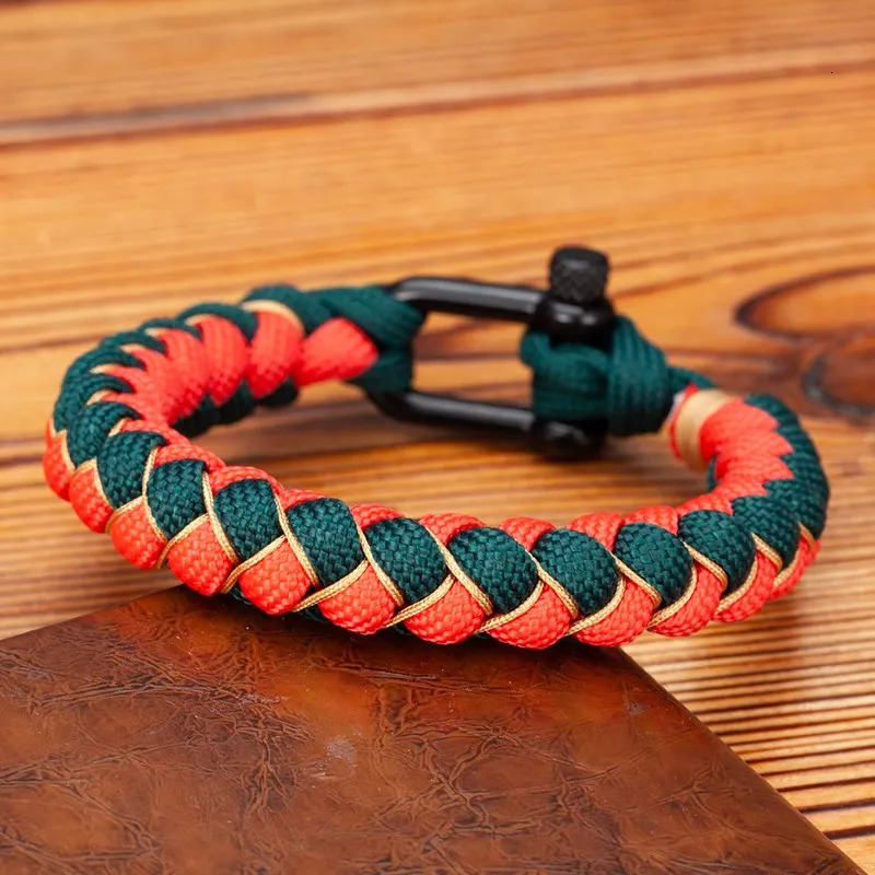 MKENDN Men U shape Survival Bracelet Outdoor Handwoven Reverse Scale Rope Bracelet For Women Black Stainless Steel Sport Buckle 250712