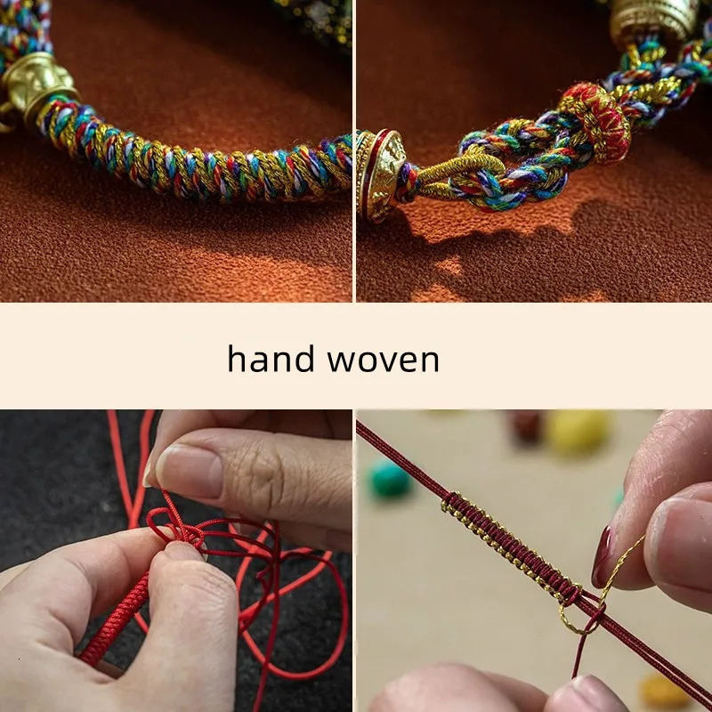 Hand Woven Size Adjust Tibetan Six Words Lucky Rope Bracelets Black Red God of Wealth Bracelet Bangles Gift For Friends Lovers 250712
