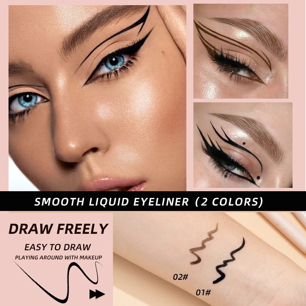 QI 1pc Waterproof Quick Dry Liquid Eyeliner Pen Ultra-fine Matte Finish Smudge-proof Beauty Eye Makeup Black/Brown Options 250704