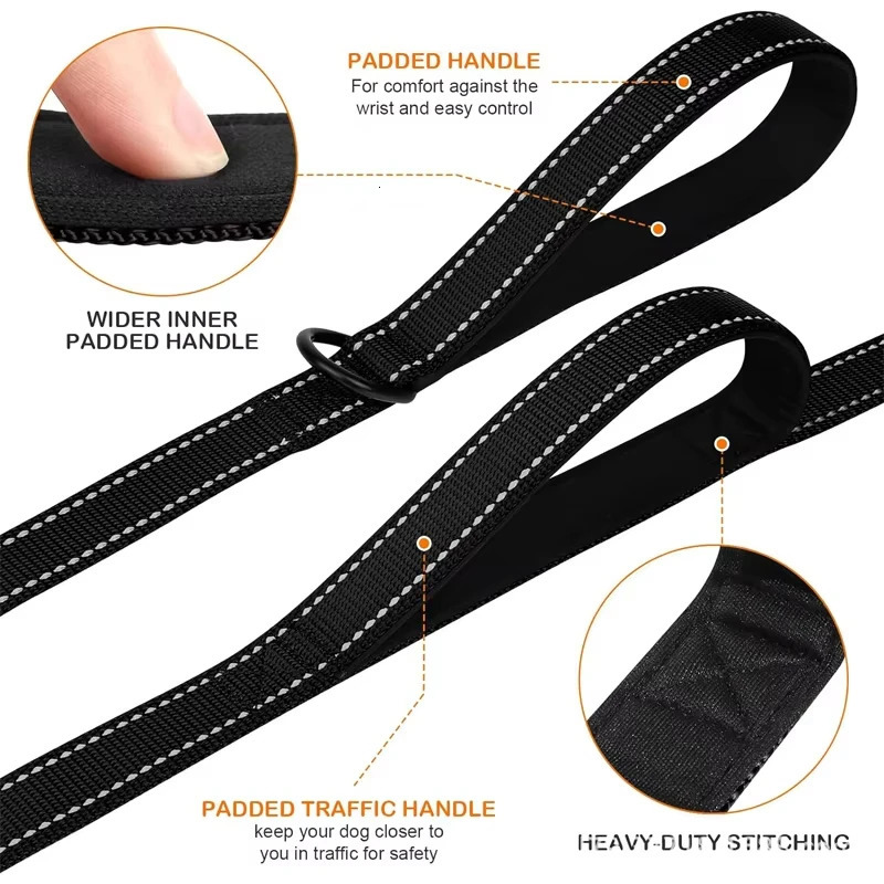 180cm Double Handle Dog Leash Double-Sided Reflective Night Safety Suitable for Medium to Large Dogs 250709