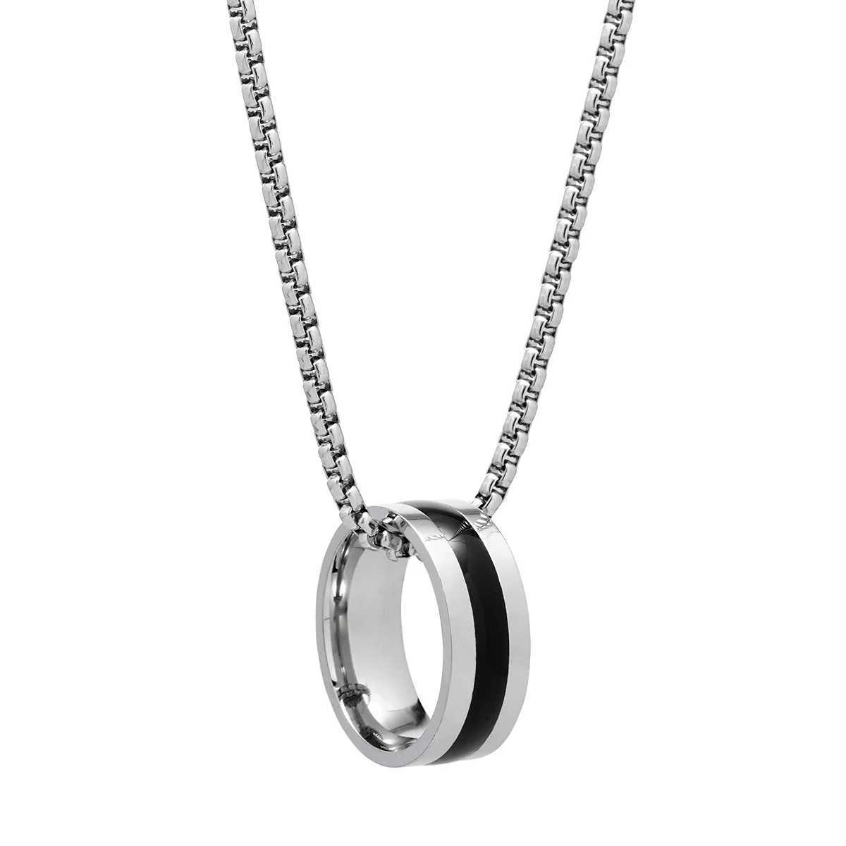 1pc Stainless Steel Rings Pendant Necklace Long Sweater Chain Punk Hip Hop Jewelry Accessories for Boys W250712