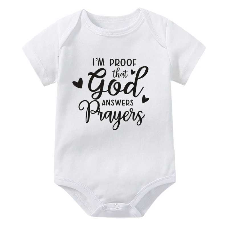Im Proof God Answers Prayers Newborn Baby Bodysuit Short Sleeve Infant Clothes Summer Jumpsuit Christian Holiday Gift Z250712