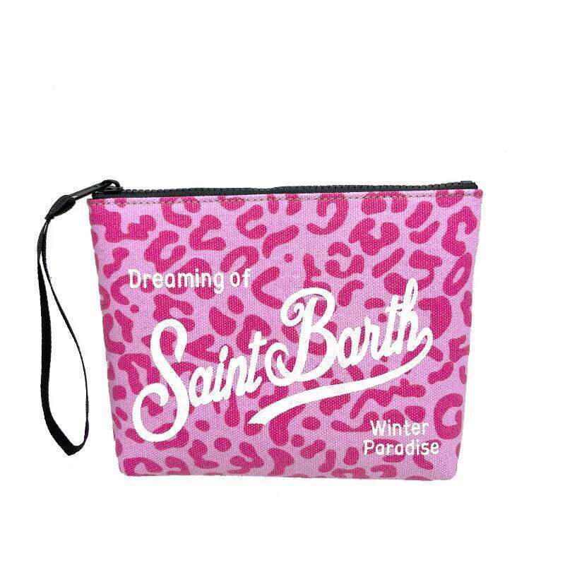 SAINT BARTH autumn and winter new women's Clutch Bag leopard print canvas diving handbag