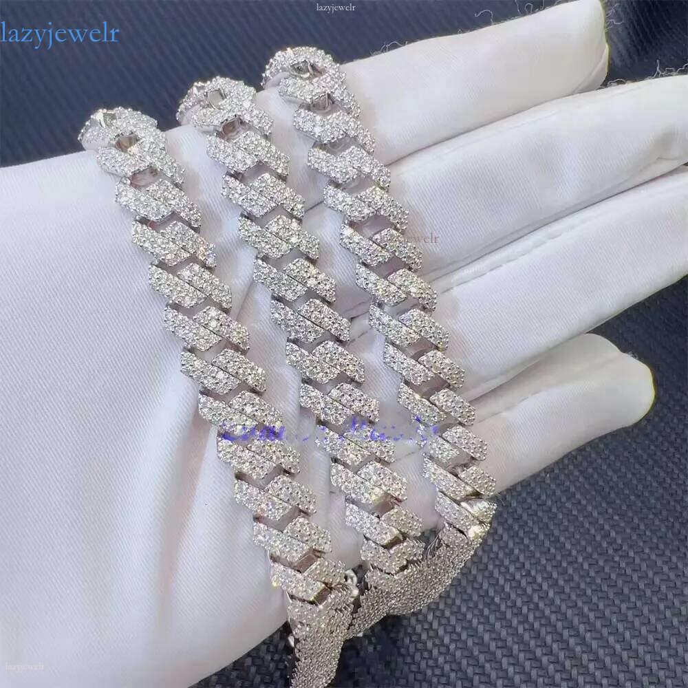 designer pass test 14mm wide gra moissanite dia gold sterling sier cuban link chain for men hip hop necklace with box