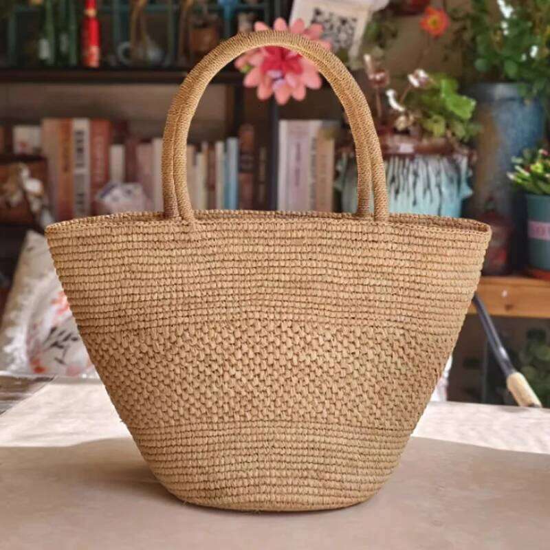Women Beach Vintage Handmade Woven Shoulder Bag Raffia Rattan Shopping Bags Bohemian Ladies Summer Travel Vacation Casual Totes