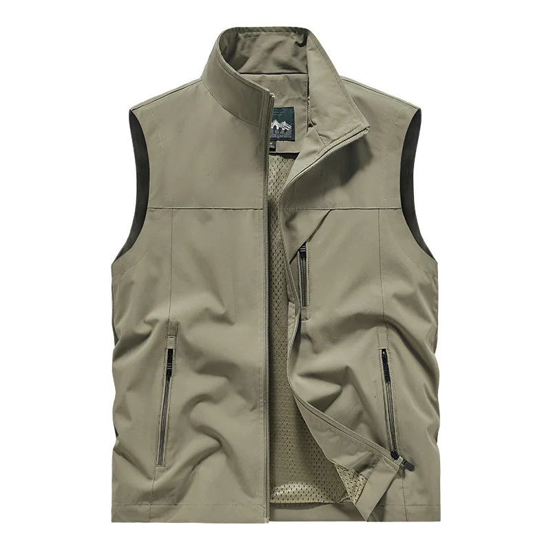Men Spring Vest Outdoor Tactical Mens Sleeveless Waistcoat Multiple Pockets Plus Size Male Fishing Outwear 250707
