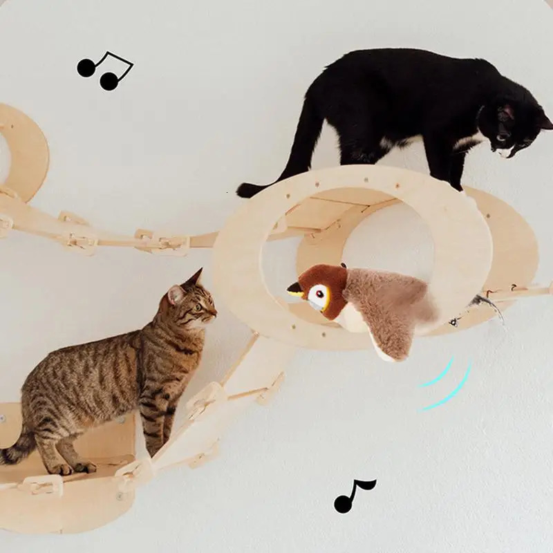 Interactive Cat Toys Rechargeable Flying Bird Cat Toy Chirping Flapping Birdno Flying Can Add Catnip Touch Activated Plush Toy 250708