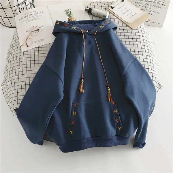 Winter 2023 Hooded Versatile Sweatshirt Loose Fit Korean Style Top Layered Clothing Comfortable Warm Thick Womens Hoodie 250707