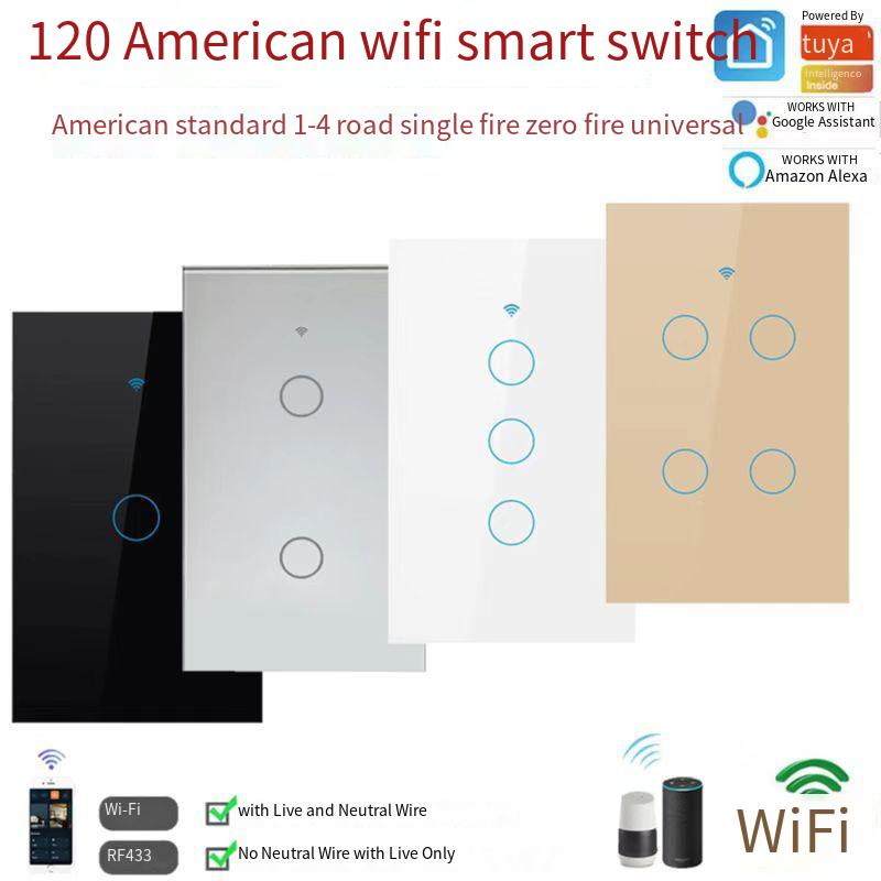 Universal Designer Smart Wi-Fi RF Wall Switch with Anti-Fire Feature - Suitable for US/Brazil/Australia
