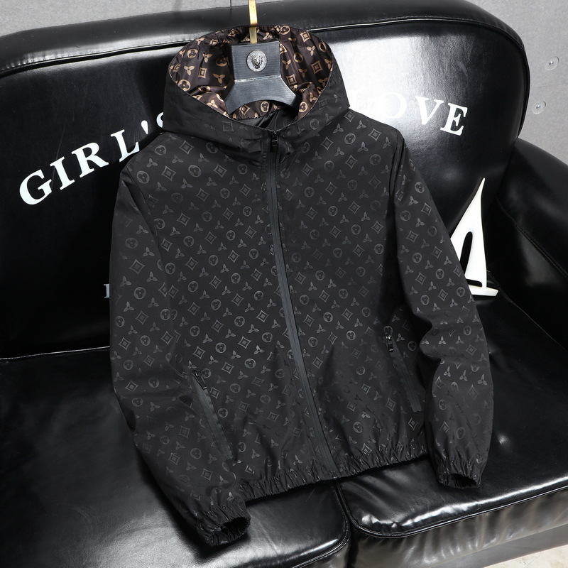 European light luxury double-sided fashionable jacket for men's spring and autumn new casual windproof hooded jacket hot sale free shipping black