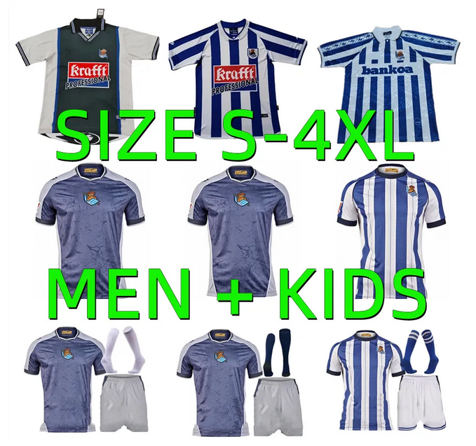 Camiseta Real Sociedad 25 26 soccer jerseys OYARZABAL 2025 2026 home away 94 95 00 02 03 retro Football Shirt BARRENE Becker Sergio men kids football Jersey shirts kit