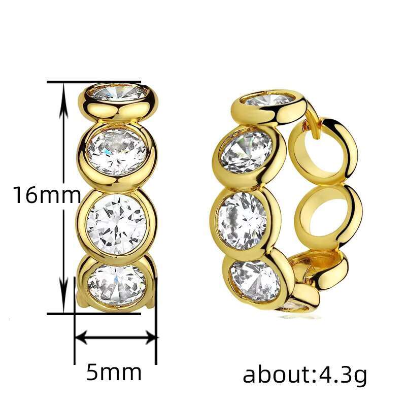Fashion Round Imitated Diamond Cubic Zirconia Gold Plated Earrings for Wedding CZ Hoop Earrings for Women
