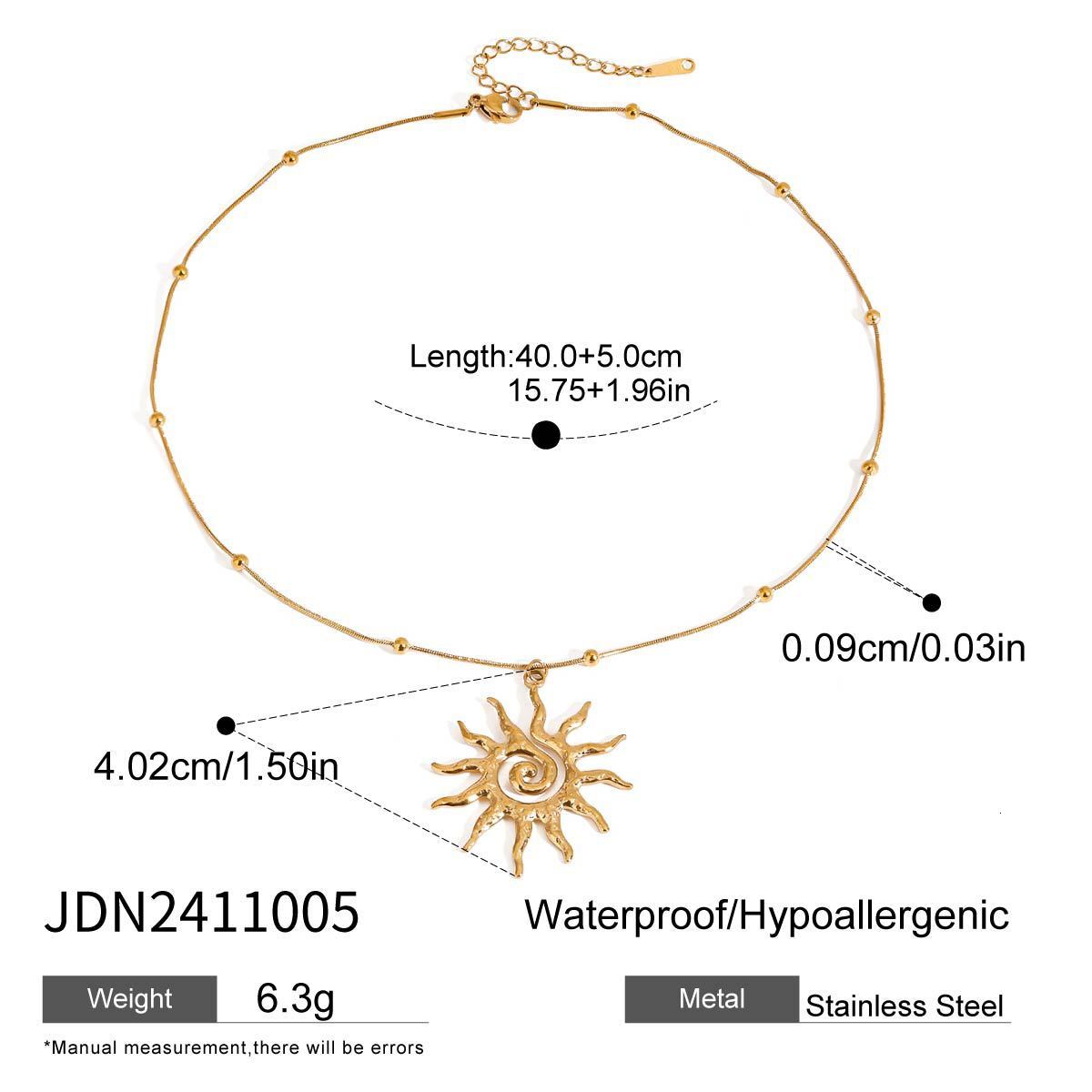 Luxury Jewelry Designer Jewelry Wanxing European And American Style Stainless Steel Hammered Spiral Sun Pendant Necklace Light Luxury Titanium Steel C