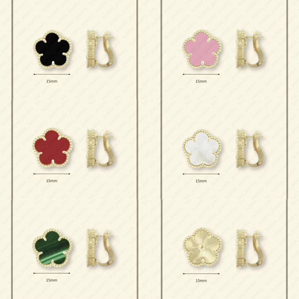 clover earrings designer jewelry 18k gold earrings jewelry 15mm red agate flower designer earrings 925 sterling silver charm earring top quality earring gift for gf