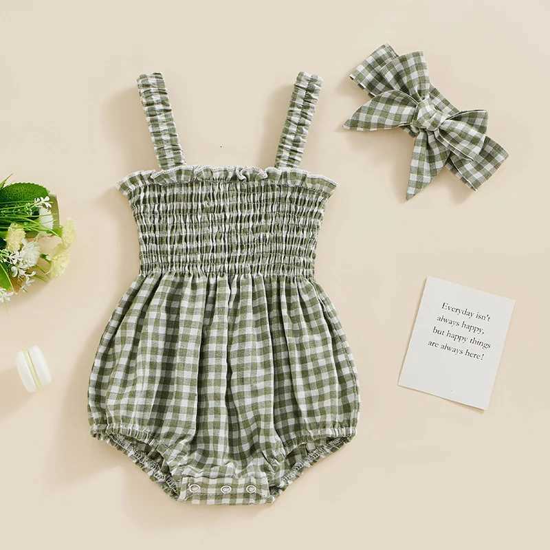 Lioraitiin 0-18M Newborn Infant Baby Girl Summer Fashion Bodysuit Sleeveless Plaid Solid Floral Printed Jumpsuit Z250712