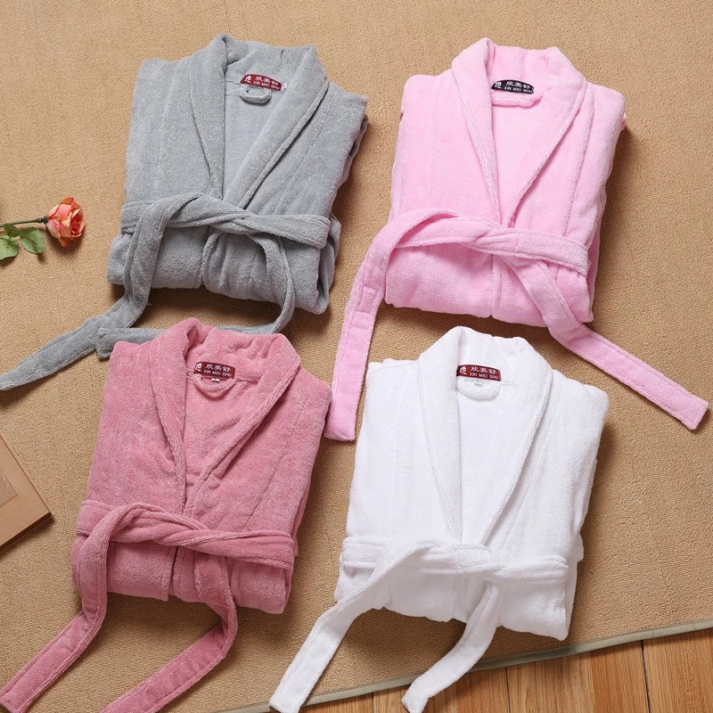 Men Bathrobe Winter Long Robe Mens Warm 100% Cotton Kimono Bath Robe Pajamas Male Bathrobes Night Dressing Gown Home White Grey 250710