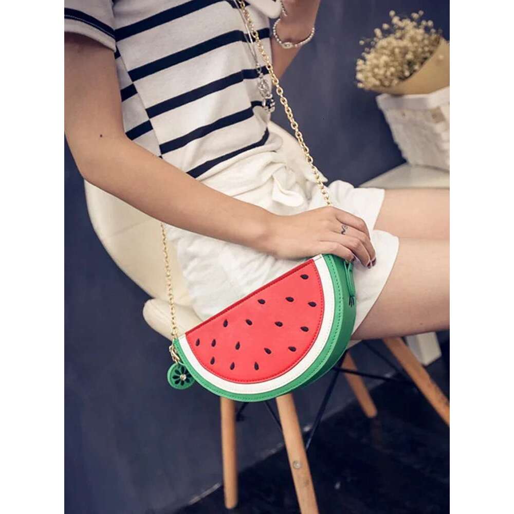 Women Fashion Watermelon Shape Shoulder Bags Casual Zipper Messenger Bag for Ladies Outdoor Shopping Business